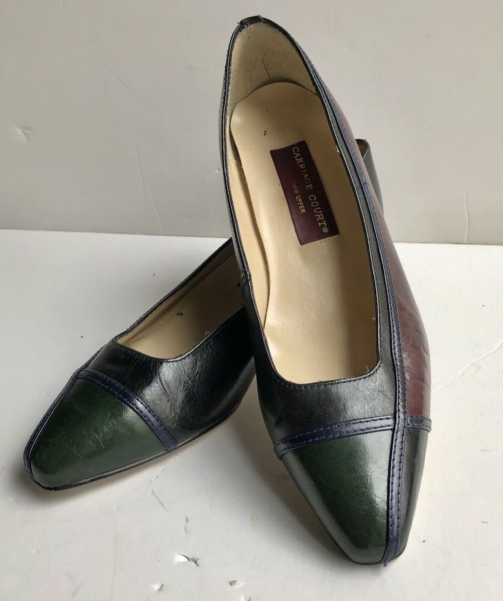 CARRIAGE COURT WOMEN'S LEATHER UPPER SHOES SIZE 6 B MADE IN BRAZIL MULTICOLOR